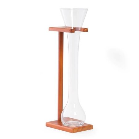 BEY BERK INTERNATIONAL Bey-Berk International BS111M 24 oz Half Yard of Ale Glass with Wooden Stand - Brown BS111M